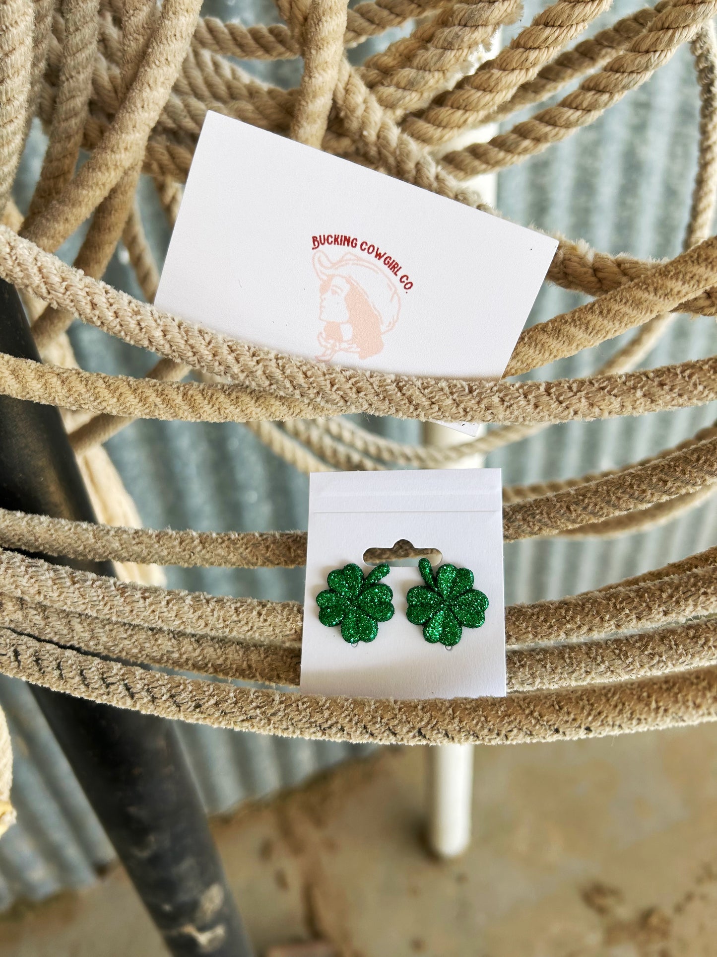 Glitter Clover Earrings