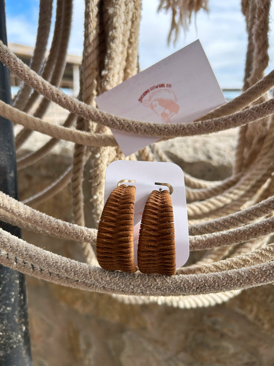 Double Hoop Brown Earrings