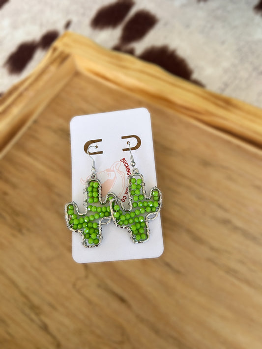 Beaded Cactus Earrings