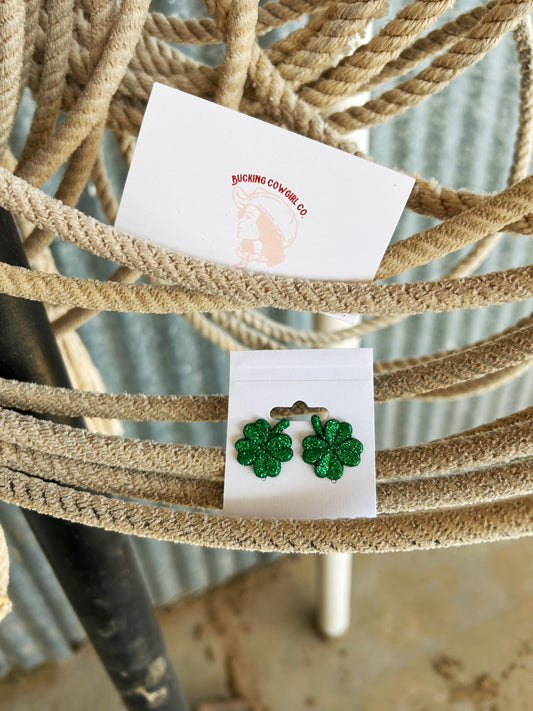 Glitter Clover Earrings